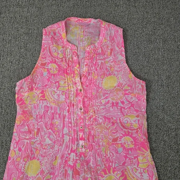 Lilly Pulitzer Pink Pout Linen Sarasota Tunic Dress Pink Tank Large - Picture 2 of 8